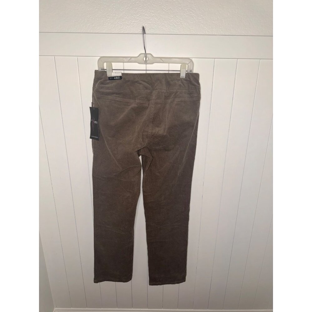 NEW! Slim-Sation by Appleseed's Women Relaxed Leg Brown Mocha Corduroy Pants- 10 - Picture 2 of 5